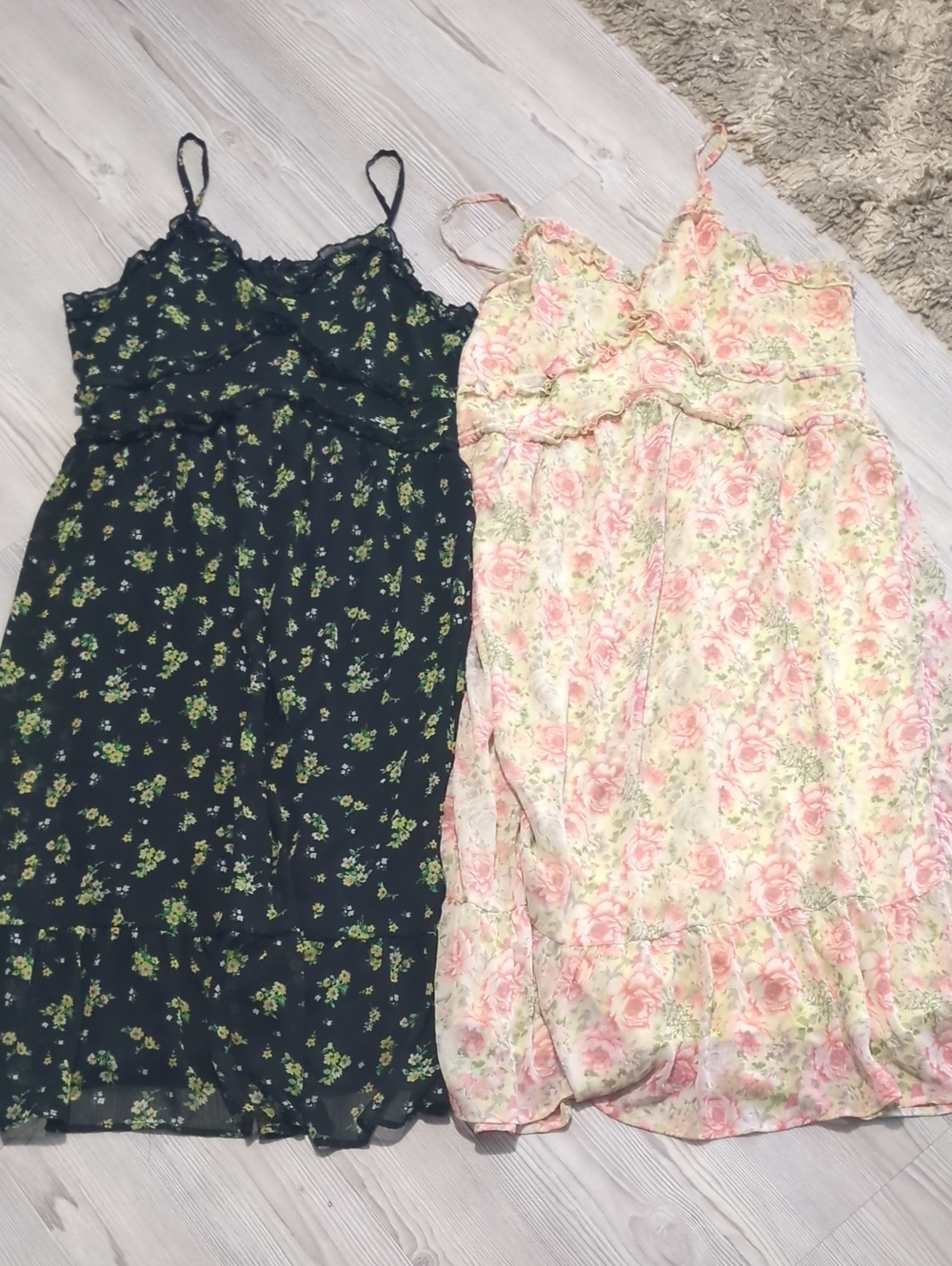 No Boundaries Floral Cami Dress Bundle XXL Pink & Black Babydoll 2-Piece 19 Zipp - Picture 1 of 16